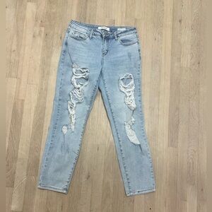 Judy Blue Light Blue Distressed Straight Leg Jeans